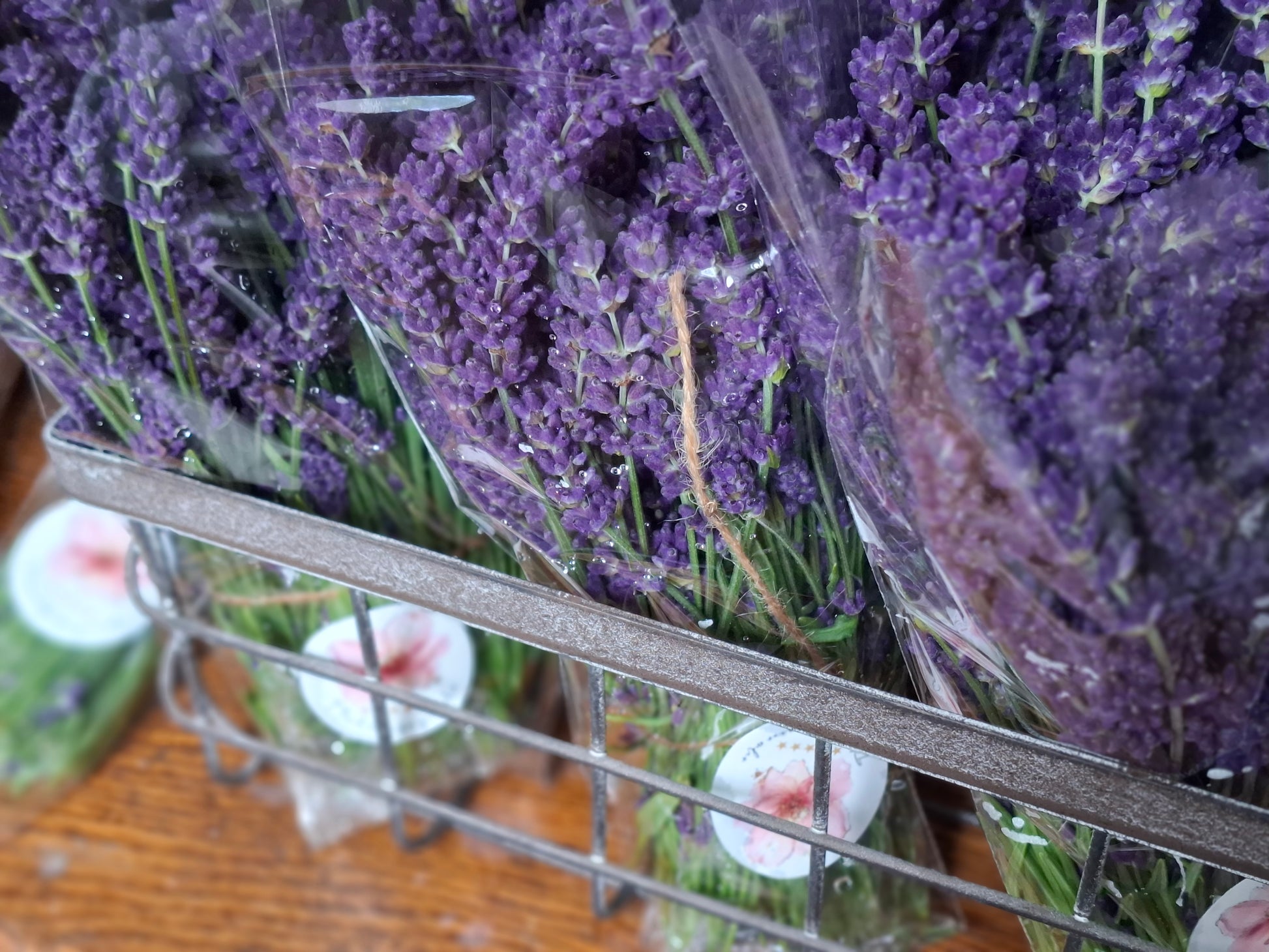 carton of lavender bouquets